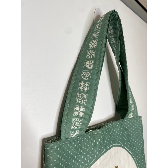 Vintage quilt Green cottonagecore Tote Bag retro - Picture 3 of 7